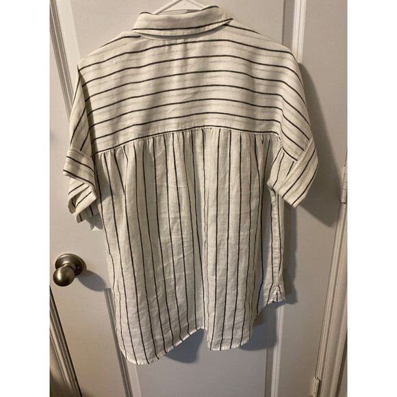 J.Crew Women's Relaxed Fit Striped Linen Button-Up Shirt M - Picture 3 of 3